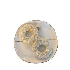 Anthropologie White Beaded Earrings